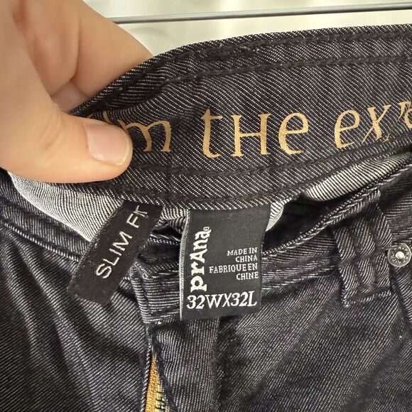 prAna Jeans Men's 32x32 Dark Grey Denim Slim Fit Organic Cotton Blend - Picture 5 of 12